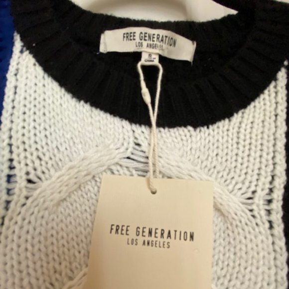 Free Generation Color Block Fringe Sleeve Sweater Size Small - Picture 9 of 11